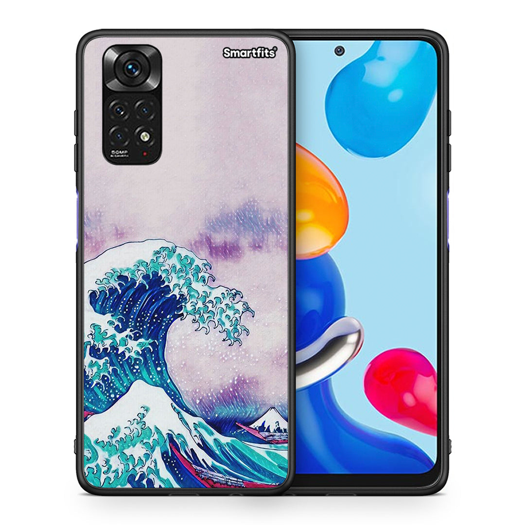 Θήκη Xiaomi Redmi 10/Redmi Note 11 4G Blue Waves από τη Smartfits με σχέδιο στο πίσω μέρος και μαύρο περίβλημα | Xiaomi Redmi 10/Redmi Note 11 4G Blue Waves case with colorful back and black bezels