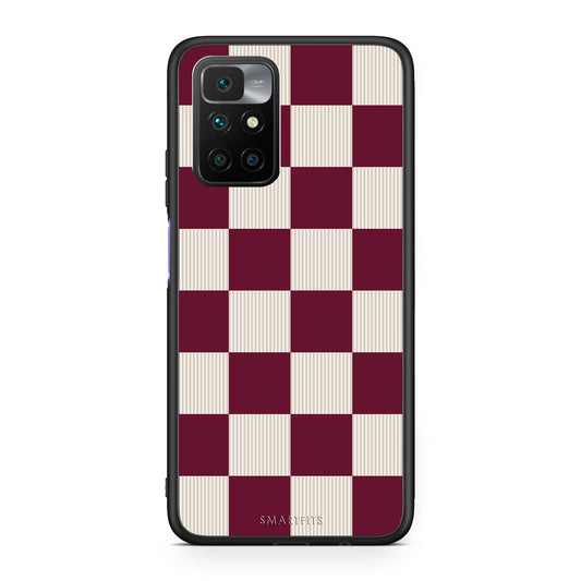 Θήκη Xiaomi Redmi Note 11 4G / 11S 4G Burgundy and Cream Striped Checks από τη Smartfits με σχέδιο στο πίσω μέρος και μαύρο περίβλημα | Xiaomi Redmi Note 11 4G / 11S 4G Burgundy and Cream Striped Checks case with colorful back and black bezels