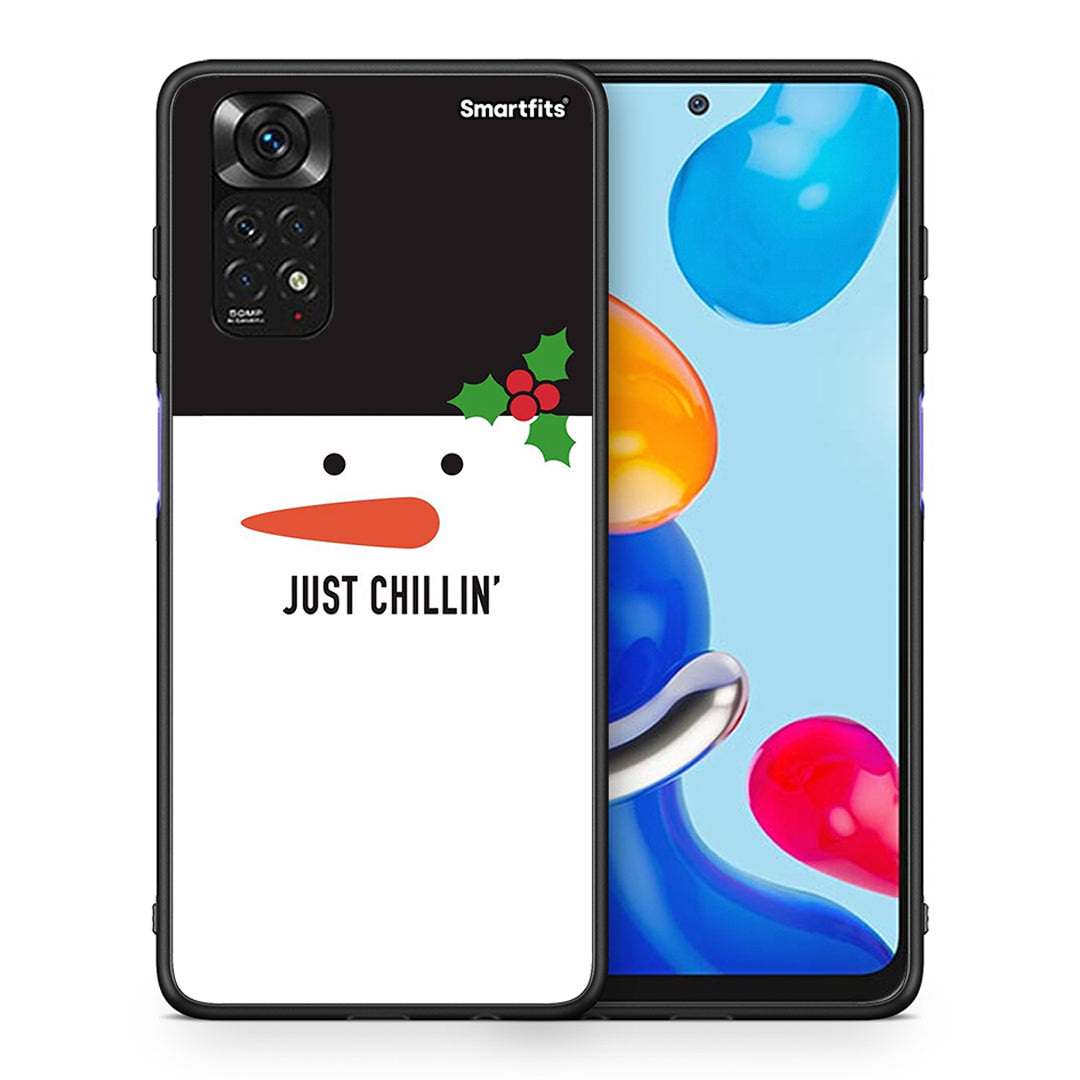 Θήκη Xiaomi Redmi Note 11 Christmas Chillin από τη Smartfits με σχέδιο στο πίσω μέρος και μαύρο περίβλημα | Xiaomi Redmi Note 11 Christmas Chillin case with colorful back and black bezels