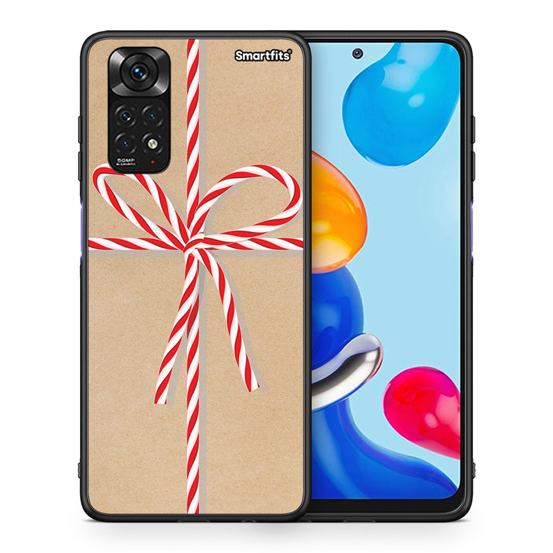 Θήκη Xiaomi Redmi Note 11 Christmas Gift από τη Smartfits με σχέδιο στο πίσω μέρος και μαύρο περίβλημα | Xiaomi Redmi Note 11 Christmas Gift case with colorful back and black bezels