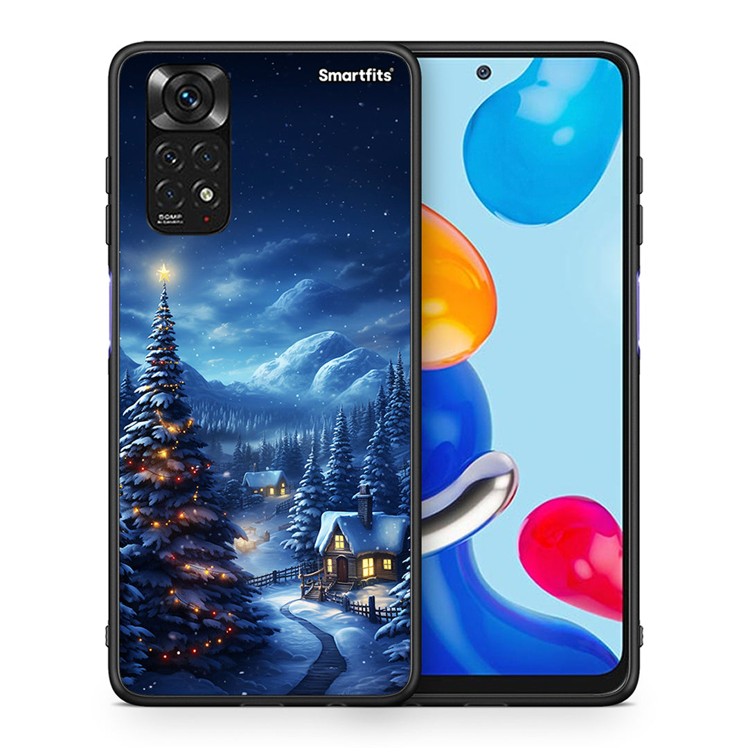 Θήκη Xiaomi Redmi 10/Redmi Note 11 4G Christmas Scenery από τη Smartfits με σχέδιο στο πίσω μέρος και μαύρο περίβλημα | Xiaomi Redmi 10/Redmi Note 11 4G Christmas Scenery case with colorful back and black bezels