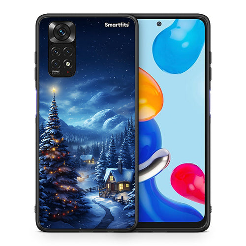 Θήκη Xiaomi Redmi Note 11 Christmas Scenery από τη Smartfits με σχέδιο στο πίσω μέρος και μαύρο περίβλημα | Xiaomi Redmi Note 11 Christmas Scenery case with colorful back and black bezels