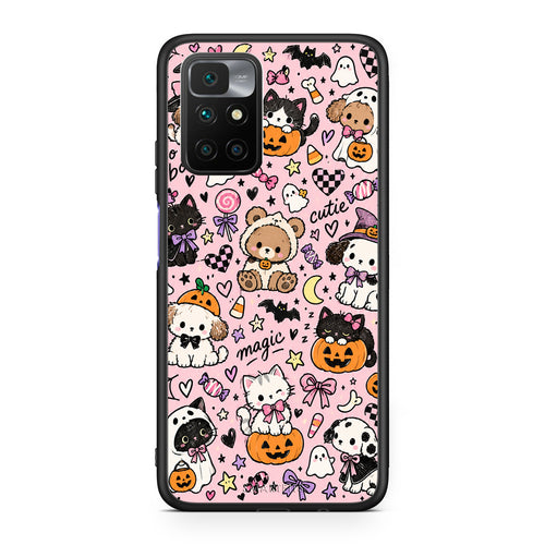 Θήκη Xiaomi Redmi Note 11 4G / 11S 4G Halloween Cute Animals on Pink από τη Smartfits με σχέδιο στο πίσω μέρος και μαύρο περίβλημα | Xiaomi Redmi Note 11 4G / 11S 4G Halloween Cute Animals on Pink case with colorful back and black bezels