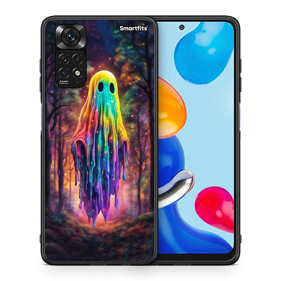 Θήκη Xiaomi Redmi Note 11 Halloween Ghost από τη Smartfits με σχέδιο στο πίσω μέρος και μαύρο περίβλημα | Xiaomi Redmi Note 11 Halloween Ghost case with colorful back and black bezels