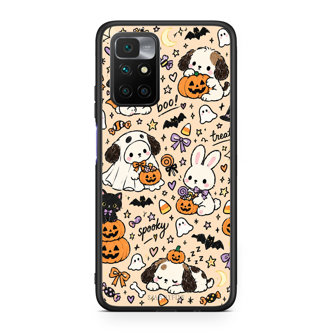 Θήκη Xiaomi Redmi Note 11 4G / 11S 4G Halloween Puppies and Friends on Cream από τη Smartfits με σχέδιο στο πίσω μέρος και μαύρο περίβλημα | Xiaomi Redmi Note 11 4G / 11S 4G Halloween Puppies and Friends on Cream case with colorful back and black bezels