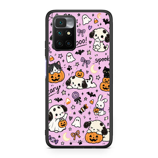 Θήκη Xiaomi Redmi Note 11 4G / 11S 4G Halloween Puppies and Friends on Lilac από τη Smartfits με σχέδιο στο πίσω μέρος και μαύρο περίβλημα | Xiaomi Redmi Note 11 4G / 11S 4G Halloween Puppies and Friends on Lilac case with colorful back and black bezels