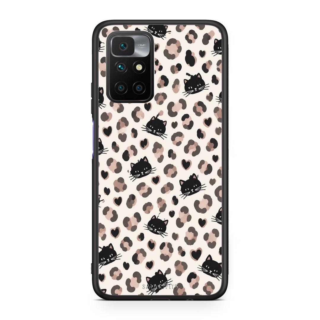 Θήκη Xiaomi Redmi Note 11 4G / 11S 4G Leopard Spots and Black Cats on Cream από τη Smartfits με σχέδιο στο πίσω μέρος και μαύρο περίβλημα | Xiaomi Redmi Note 11 4G / 11S 4G Leopard Spots and Black Cats on Cream case with colorful back and black bezels