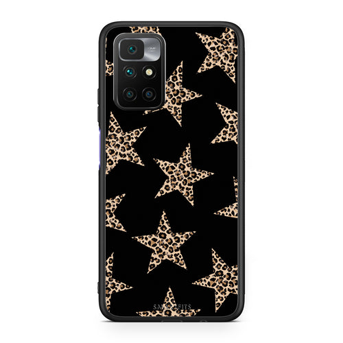 Θήκη Xiaomi Redmi Note 11 4G / 11S 4G Leopard Stars on Black από τη Smartfits με σχέδιο στο πίσω μέρος και μαύρο περίβλημα | Xiaomi Redmi Note 11 4G / 11S 4G Leopard Stars on Black case with colorful back and black bezels