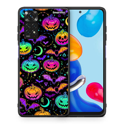 Θήκη Xiaomi Redmi Note 11 Neon Halloween από τη Smartfits με σχέδιο στο πίσω μέρος και μαύρο περίβλημα | Xiaomi Redmi Note 11 Neon Halloween case with colorful back and black bezels