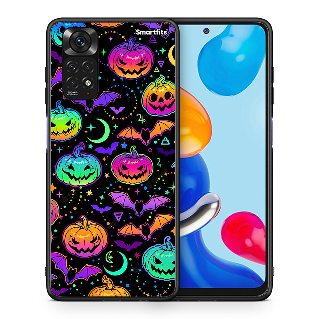 Θήκη Xiaomi Redmi 10/Redmi Note 11 4G Neon Halloween από τη Smartfits με σχέδιο στο πίσω μέρος και μαύρο περίβλημα | Xiaomi Redmi 10/Redmi Note 11 4G Neon Halloween case with colorful back and black bezels