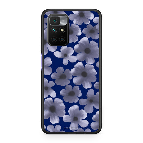 Θήκη Xiaomi Redmi Note 11 4G / 11S 4G Pale Blue Flowers on Navy από τη Smartfits με σχέδιο στο πίσω μέρος και μαύρο περίβλημα | Xiaomi Redmi Note 11 4G / 11S 4G Pale Blue Flowers on Navy case with colorful back and black bezels