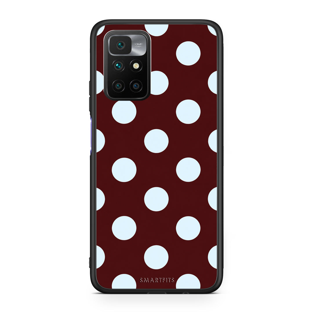 Θήκη Xiaomi Redmi Note 11 4G / 11S 4G Pale Blue Large Polka Dots on Burgundy από τη Smartfits με σχέδιο στο πίσω μέρος και μαύρο περίβλημα | Xiaomi Redmi Note 11 4G / 11S 4G Pale Blue Large Polka Dots on Burgundy case with colorful back and black bezels