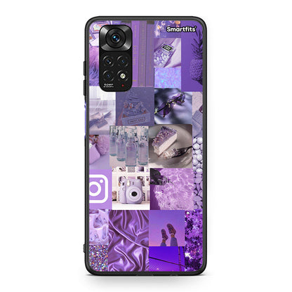 Xiaomi Redmi 10/Redmi Note 11 4G Purple Aesthetic Collage θήκη από τη Smartfits με σχέδιο στο πίσω μέρος και μαύρο περίβλημα | Smartphone case with colorful back and black bezels by Smartfits