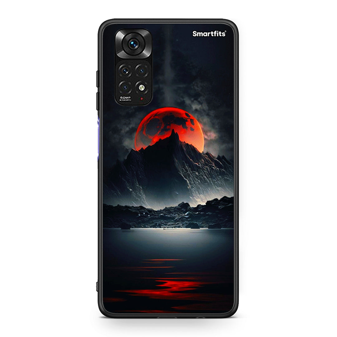 Xiaomi Redmi Note 11 Red Full Moon θήκη από τη Smartfits με σχέδιο στο πίσω μέρος και μαύρο περίβλημα | Smartphone case with colorful back and black bezels by Smartfits