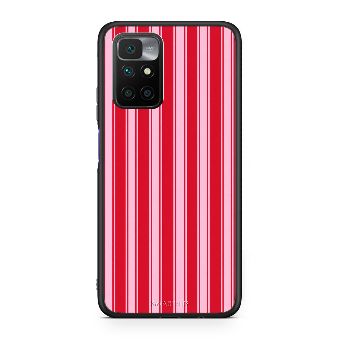 Θήκη Xiaomi Redmi Note 11 4G / 11S 4G Red and Pink Vertical Pinstripes από τη Smartfits με σχέδιο στο πίσω μέρος και μαύρο περίβλημα | Xiaomi Redmi Note 11 4G / 11S 4G Red and Pink Vertical Pinstripes case with colorful back and black bezels