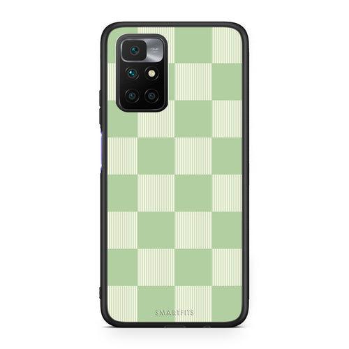 Θήκη Xiaomi Redmi Note 11 4G / 11S 4G Sage and Cream Striped Checks από τη Smartfits με σχέδιο στο πίσω μέρος και μαύρο περίβλημα | Xiaomi Redmi Note 11 4G / 11S 4G Sage and Cream Striped Checks case with colorful back and black bezels