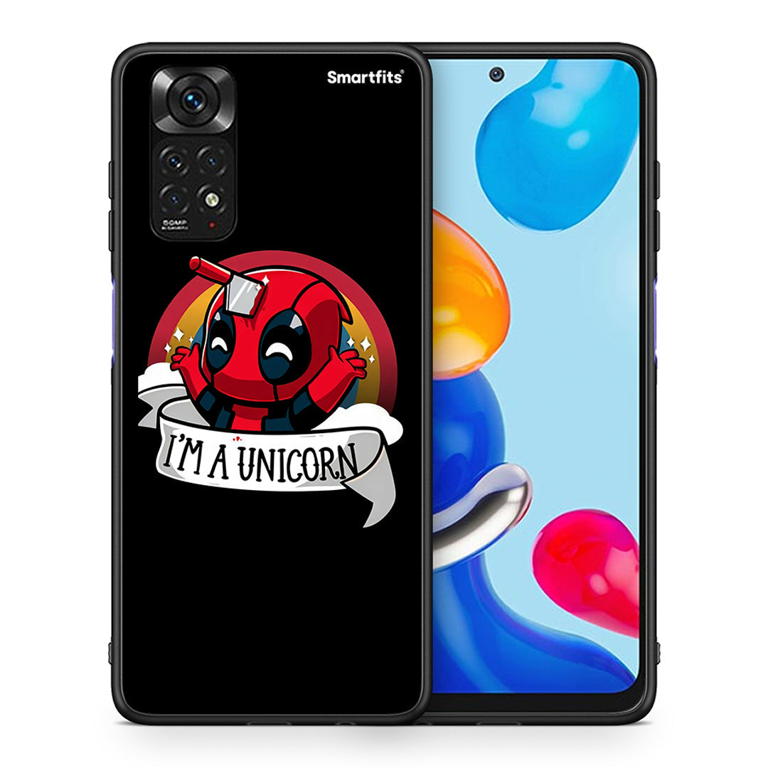 Θήκη Xiaomi Redmi 10/Redmi Note 11 4G Unicorn Deadpool από τη Smartfits με σχέδιο στο πίσω μέρος και μαύρο περίβλημα | Xiaomi Redmi 10/Redmi Note 11 4G Unicorn Deadpool case with colorful back and black bezels