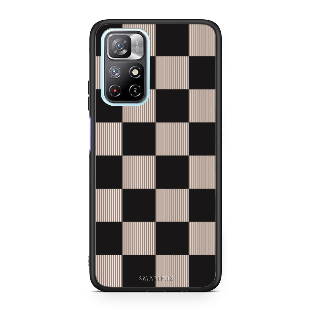 Θήκη Xiaomi Redmi Note 11S 5G Black and Taupe Striped Checks από τη Smartfits με σχέδιο στο πίσω μέρος και μαύρο περίβλημα | Xiaomi Redmi Note 11S 5G Black and Taupe Striped Checks case with colorful back and black bezels