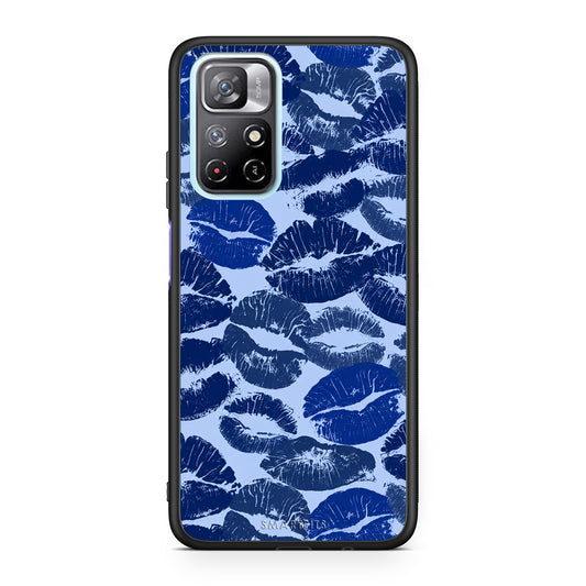 Θήκη Xiaomi Redmi Note 11S 5G Blue Lipstick Kisses από τη Smartfits με σχέδιο στο πίσω μέρος και μαύρο περίβλημα | Xiaomi Redmi Note 11S 5G Blue Lipstick Kisses case with colorful back and black bezels