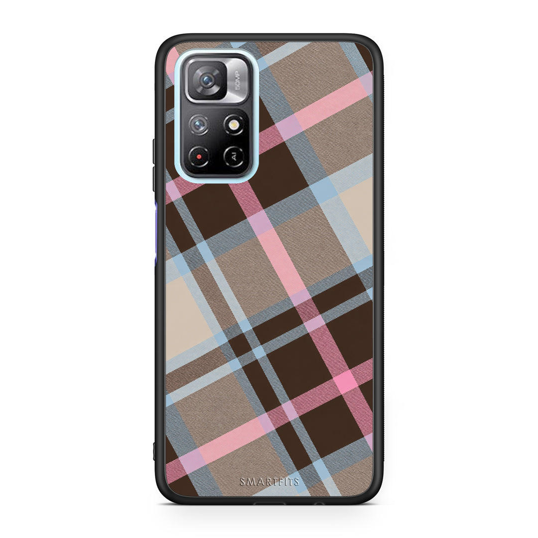 Θήκη Xiaomi Redmi Note 11S 5G Brown Pink and Blue Diagonal Plaid από τη Smartfits με σχέδιο στο πίσω μέρος και μαύρο περίβλημα | Xiaomi Redmi Note 11S 5G Brown Pink and Blue Diagonal Plaid case with colorful back and black bezels