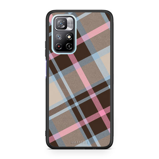 Θήκη Xiaomi Redmi Note 11S 5G Brown Pink and Blue Diagonal Plaid από τη Smartfits με σχέδιο στο πίσω μέρος και μαύρο περίβλημα | Xiaomi Redmi Note 11S 5G Brown Pink and Blue Diagonal Plaid case with colorful back and black bezels