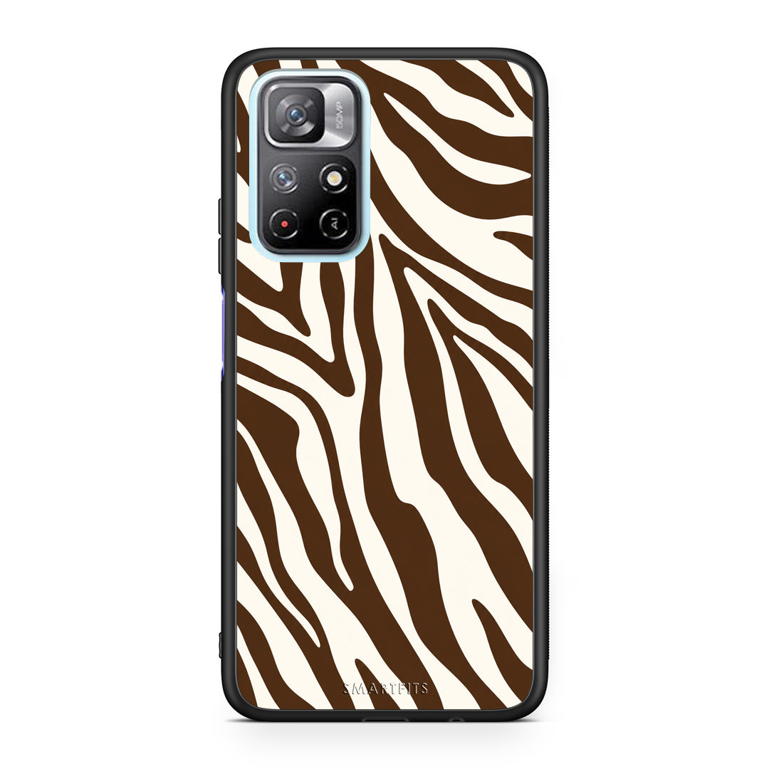 Θήκη Xiaomi Redmi Note 11S 5G Brown and Cream Zebra Stripes από τη Smartfits με σχέδιο στο πίσω μέρος και μαύρο περίβλημα | Xiaomi Redmi Note 11S 5G Brown and Cream Zebra Stripes case with colorful back and black bezels