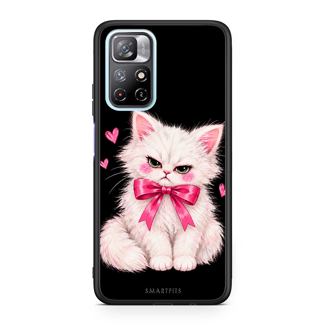 Θήκη Xiaomi Redmi Note 11S 5G Grumpy Party Kitten on Black από τη Smartfits με σχέδιο στο πίσω μέρος και μαύρο περίβλημα | Xiaomi Redmi Note 11S 5G Grumpy Party Kitten on Black case with colorful back and black bezels