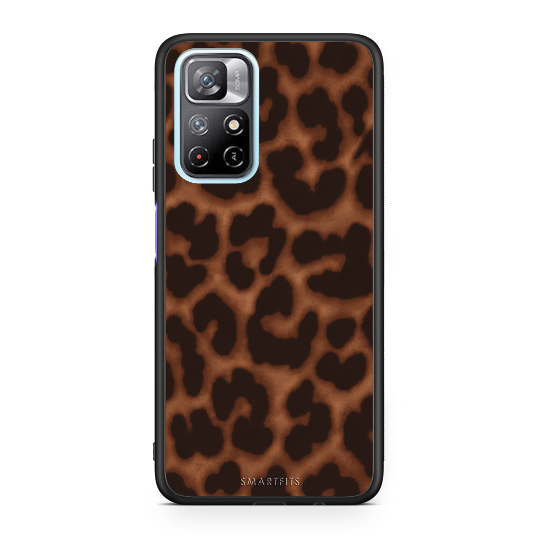 Θήκη Xiaomi Redmi Note 11S 5G Leopard Print Dark Brown από τη Smartfits με σχέδιο στο πίσω μέρος και μαύρο περίβλημα | Xiaomi Redmi Note 11S 5G Leopard Print Dark Brown case with colorful back and black bezels