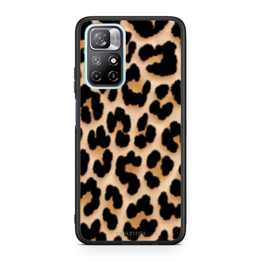 Θήκη Xiaomi Redmi Note 11S 5G Leopard Print Tan Large από τη Smartfits με σχέδιο στο πίσω μέρος και μαύρο περίβλημα | Xiaomi Redmi Note 11S 5G Leopard Print Tan Large case with colorful back and black bezels