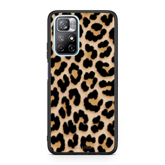 Θήκη Xiaomi Redmi Note 11S 5G Leopard Print Tan Small από τη Smartfits με σχέδιο στο πίσω μέρος και μαύρο περίβλημα | Xiaomi Redmi Note 11S 5G Leopard Print Tan Small case with colorful back and black bezels