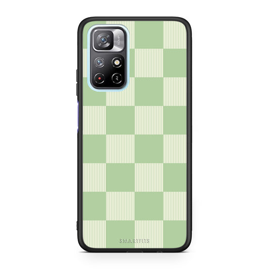 Θήκη Xiaomi Redmi Note 11S 5G Sage and Cream Striped Checks από τη Smartfits με σχέδιο στο πίσω μέρος και μαύρο περίβλημα | Xiaomi Redmi Note 11S 5G Sage and Cream Striped Checks case with colorful back and black bezels