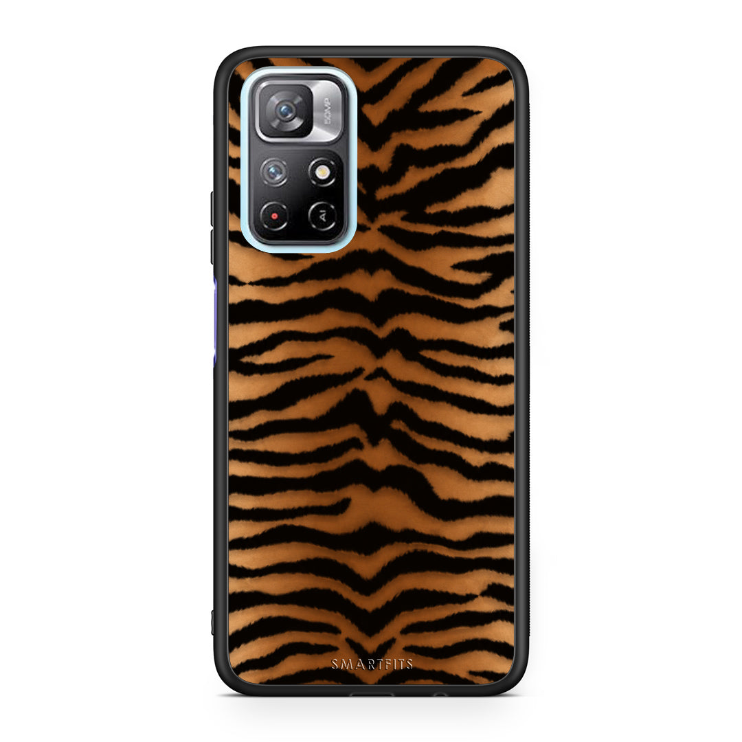 Θήκη Xiaomi Redmi Note 11S 5G Tiger Print Orange and Black από τη Smartfits με σχέδιο στο πίσω μέρος και μαύρο περίβλημα | Xiaomi Redmi Note 11S 5G Tiger Print Orange and Black case with colorful back and black bezels