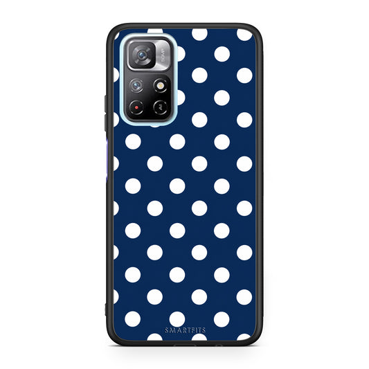 Θήκη Xiaomi Redmi Note 11S 5G White Large Polka Dots on Navy από τη Smartfits με σχέδιο στο πίσω μέρος και μαύρο περίβλημα | Xiaomi Redmi Note 11S 5G White Large Polka Dots on Navy case with colorful back and black bezels