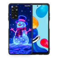 Thumbnail for Θήκη Xiaomi Redmi Note 11 Pro 5G Christmas Neon Snowman από τη Smartfits με σχέδιο στο πίσω μέρος και μαύρο περίβλημα | Xiaomi Redmi Note 11 Pro 5G Christmas Neon Snowman case with colorful back and black bezels