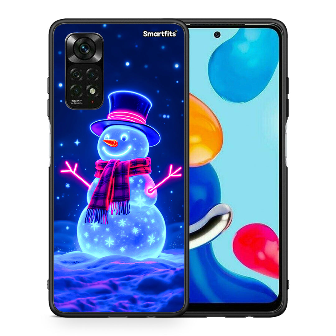 Θήκη Xiaomi Redmi Note 12 Pro 4G Christmas Neon Snowman από τη Smartfits με σχέδιο στο πίσω μέρος και μαύρο περίβλημα | Xiaomi Redmi Note 12 Pro 4G Christmas Neon Snowman case with colorful back and black bezels