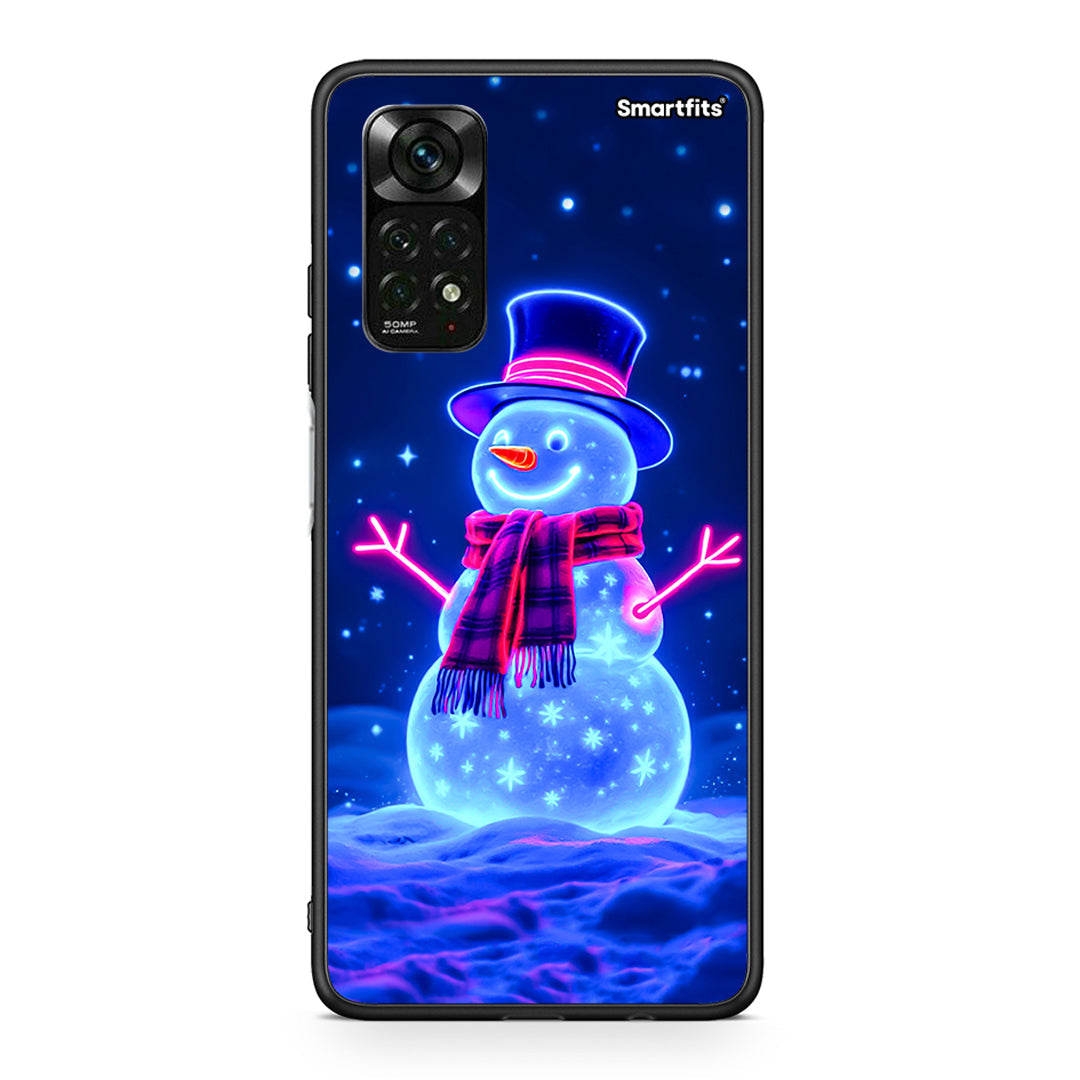 Xiaomi Redmi Note 11 Pro 5G Christmas Neon Snowman θήκη από τη Smartfits με σχέδιο στο πίσω μέρος και μαύρο περίβλημα | Smartphone case with colorful back and black bezels by Smartfits