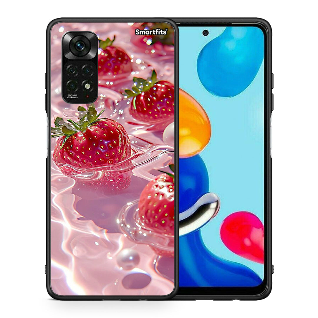 Θήκη Xiaomi Redmi Note 11 Pro 5G Juicy Strawberries από τη Smartfits με σχέδιο στο πίσω μέρος και μαύρο περίβλημα | Xiaomi Redmi Note 11 Pro 5G Juicy Strawberries case with colorful back and black bezels