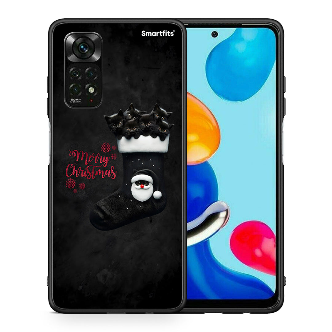 Θήκη Xiaomi Redmi Note 11 Pro 5G Merry Cat Christmas από τη Smartfits με σχέδιο στο πίσω μέρος και μαύρο περίβλημα | Xiaomi Redmi Note 11 Pro 5G Merry Cat Christmas case with colorful back and black bezels