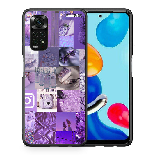 Θήκη Xiaomi Redmi Note 12 Pro 4G Purple Aesthetic Collage από τη Smartfits με σχέδιο στο πίσω μέρος και μαύρο περίβλημα | Xiaomi Redmi Note 12 Pro 4G Purple Aesthetic Collage case with colorful back and black bezels