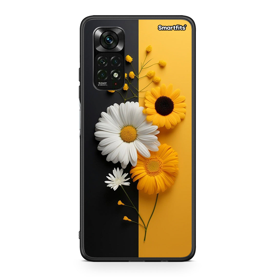 Xiaomi Redmi Note 12 Pro 4G Yellow Daisies θήκη από τη Smartfits με σχέδιο στο πίσω μέρος και μαύρο περίβλημα | Smartphone case with colorful back and black bezels by Smartfits