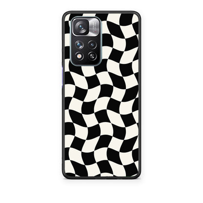 Θήκη Xiaomi Redmi Note 11 Pro+ 5G Black and Cream Wavy Checkerboard από τη Smartfits με σχέδιο στο πίσω μέρος και μαύρο περίβλημα | Xiaomi Redmi Note 11 Pro+ 5G Black and Cream Wavy Checkerboard case with colorful back and black bezels