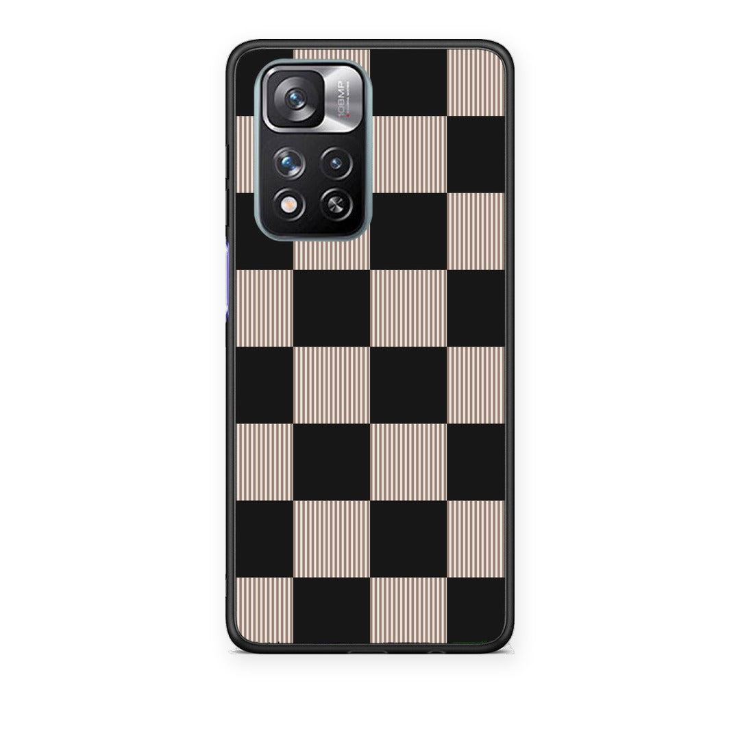 Θήκη Xiaomi Redmi Note 11 Pro+ 5G Black and Taupe Striped Checks από τη Smartfits με σχέδιο στο πίσω μέρος και μαύρο περίβλημα | Xiaomi Redmi Note 11 Pro+ 5G Black and Taupe Striped Checks case with colorful back and black bezels