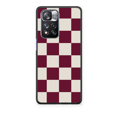 Θήκη Xiaomi Redmi Note 11 Pro+ 5G Burgundy and Cream Striped Checks από τη Smartfits με σχέδιο στο πίσω μέρος και μαύρο περίβλημα | Xiaomi Redmi Note 11 Pro+ 5G Burgundy and Cream Striped Checks case with colorful back and black bezels
