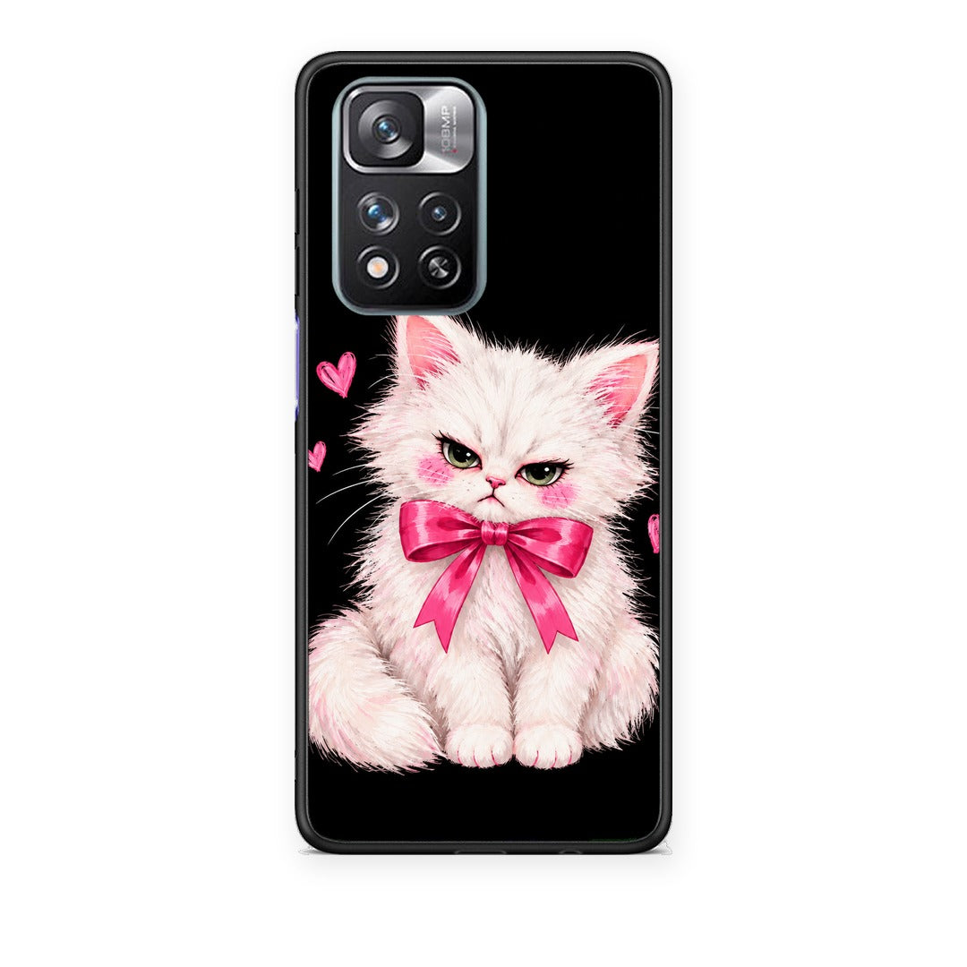 Θήκη Xiaomi Redmi Note 11 Pro+ 5G Grumpy Party Kitten on Black από τη Smartfits με σχέδιο στο πίσω μέρος και μαύρο περίβλημα | Xiaomi Redmi Note 11 Pro+ 5G Grumpy Party Kitten on Black case with colorful back and black bezels