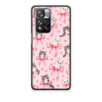 Θήκη Xiaomi Redmi Note 11 Pro+ 5G Kittens and Pink Bows on Pink από τη Smartfits με σχέδιο στο πίσω μέρος και μαύρο περίβλημα | Xiaomi Redmi Note 11 Pro+ 5G Kittens and Pink Bows on Pink case with colorful back and black bezels