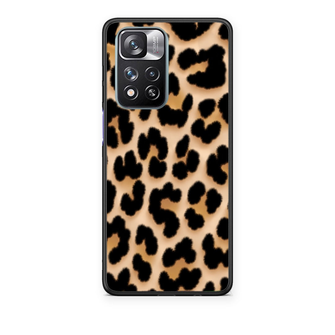 Θήκη Xiaomi Redmi Note 11 Pro+ 5G Leopard Print Tan Large από τη Smartfits με σχέδιο στο πίσω μέρος και μαύρο περίβλημα | Xiaomi Redmi Note 11 Pro+ 5G Leopard Print Tan Large case with colorful back and black bezels