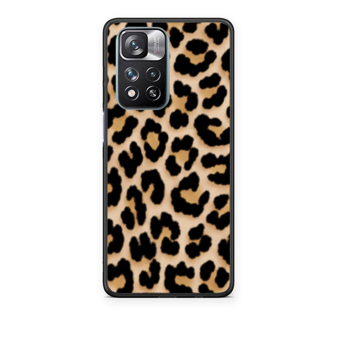 Θήκη Xiaomi Redmi Note 11 Pro+ 5G Leopard Print Tan Small από τη Smartfits με σχέδιο στο πίσω μέρος και μαύρο περίβλημα | Xiaomi Redmi Note 11 Pro+ 5G Leopard Print Tan Small case with colorful back and black bezels