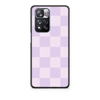 Θήκη Xiaomi Redmi Note 11 Pro+ 5G Lilac and Cream Striped Checks από τη Smartfits με σχέδιο στο πίσω μέρος και μαύρο περίβλημα | Xiaomi Redmi Note 11 Pro+ 5G Lilac and Cream Striped Checks case with colorful back and black bezels