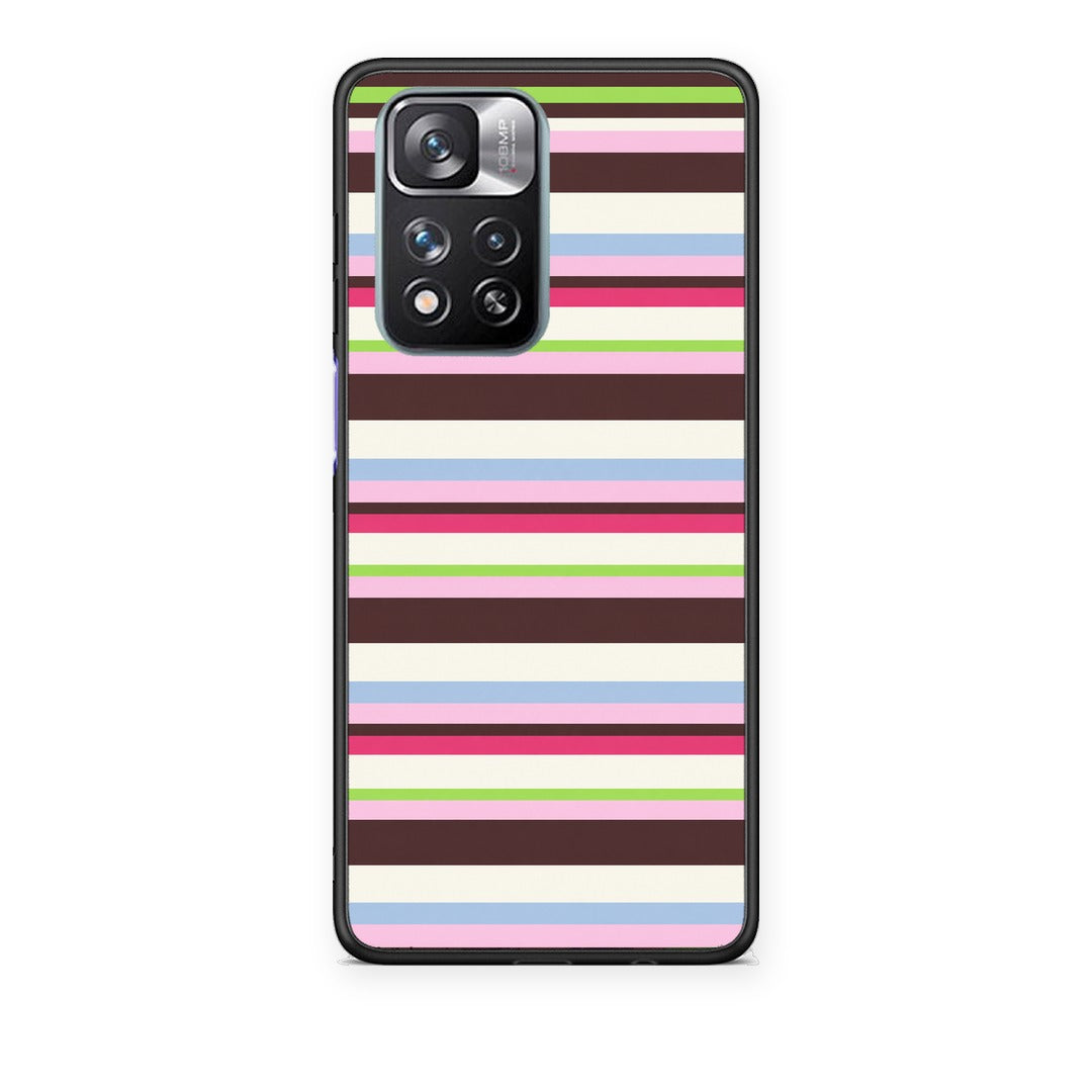 Θήκη Xiaomi Redmi Note 11 Pro+ 5G Multicolour Horizontal Stripes από τη Smartfits με σχέδιο στο πίσω μέρος και μαύρο περίβλημα | Xiaomi Redmi Note 11 Pro+ 5G Multicolour Horizontal Stripes case with colorful back and black bezels