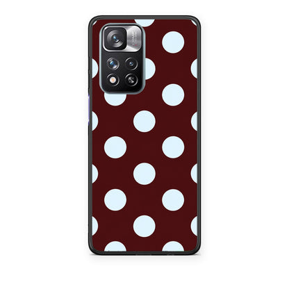 Θήκη Xiaomi Redmi Note 11 Pro+ 5G Pale Blue Large Polka Dots on Burgundy από τη Smartfits με σχέδιο στο πίσω μέρος και μαύρο περίβλημα | Xiaomi Redmi Note 11 Pro+ 5G Pale Blue Large Polka Dots on Burgundy case with colorful back and black bezels